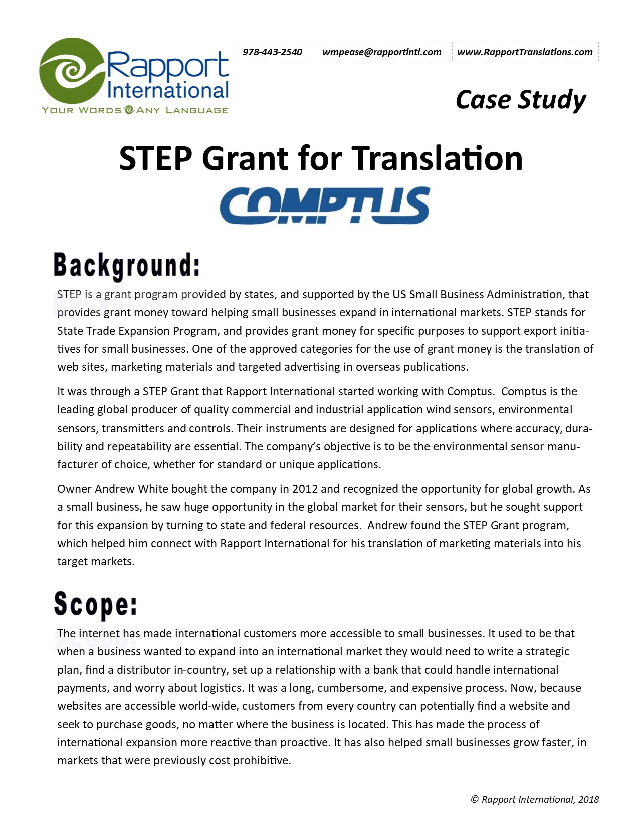 STEP Grant for Translation - Comptus Case Study Cover Photo