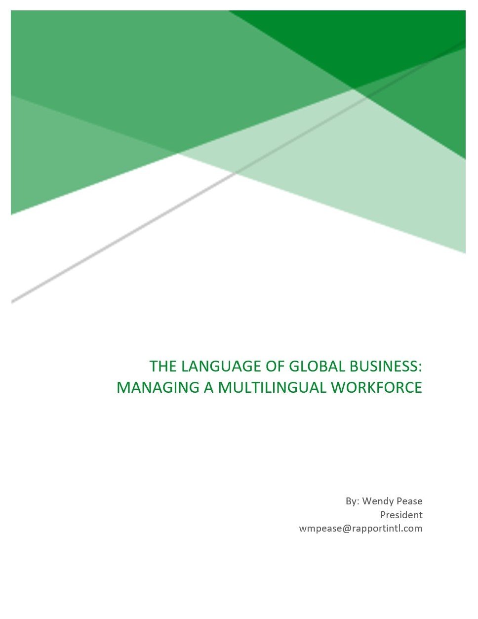 Global Business - Managing a Multilingual Workforce cover