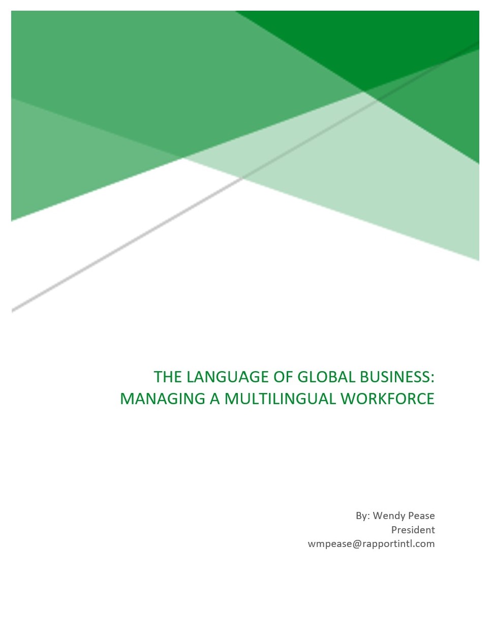 Global Business - Managing a Multilingual Workforce cover